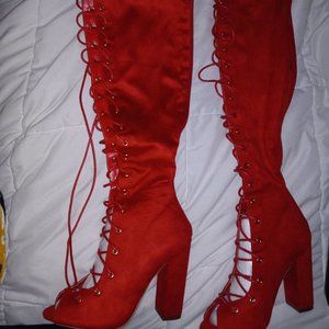 Living Legacy Over The Knee Boots - Red